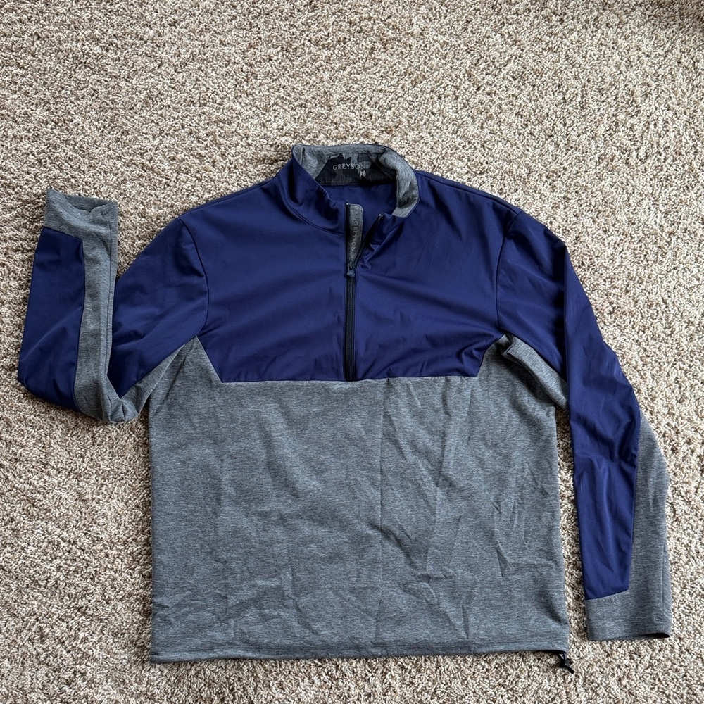 Greyson Navy and Gray Quarter-Zip Golf Pullover